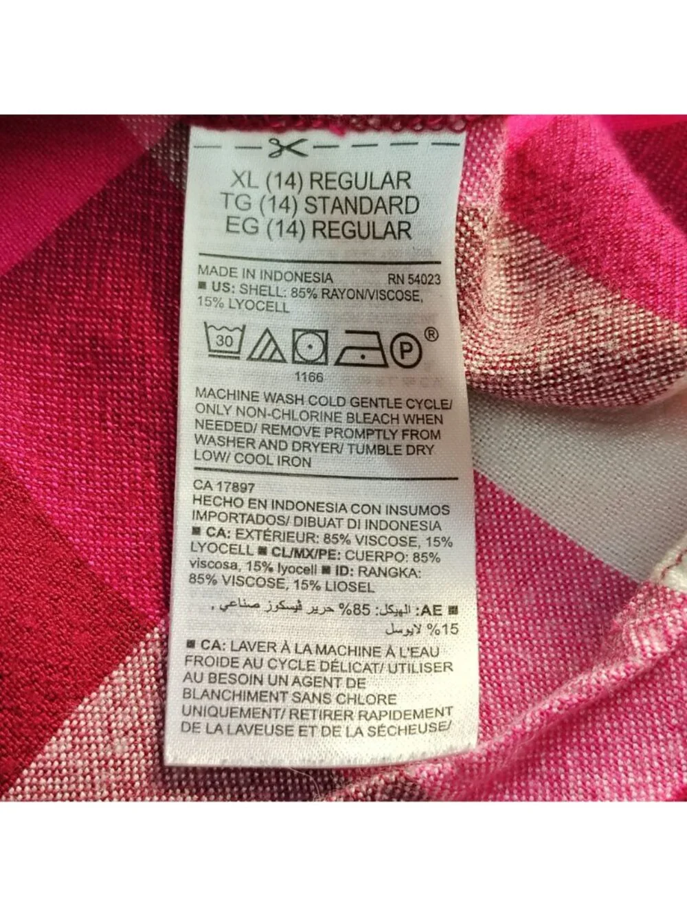 Old Navy Girls Flannel Shirt XL 14 Pink Magenta Plaid Long Sleeve Button Pocket